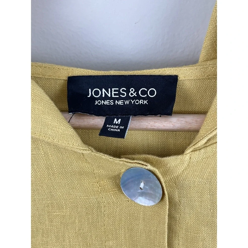 Jones & Co 100% Linen Jacket Poncho Hooded Button Front Swing Lagenlook‎ Sz M